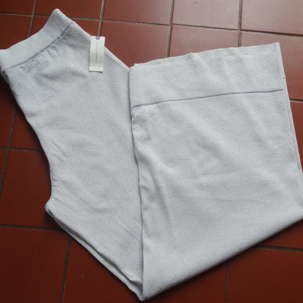 NEW PILCRO Anthropologie Silver Wide-Leg Knit Sweater Pull On Pants MEDIUM, $98 - Picture 9 of 10